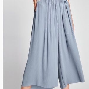 Zara Baby Blue Wide Legged Pleated Trouser